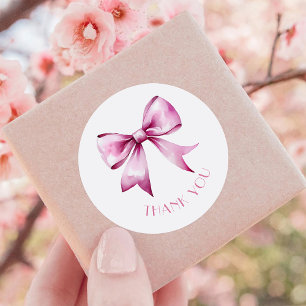 Dankeschön für Baby-Party mit rosa Schleifenband Runder Aufkleber