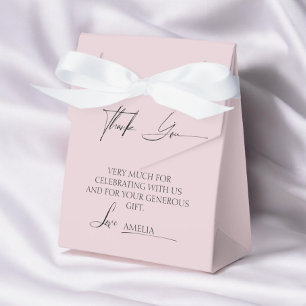 Dankeschön für Baby-Party mit zarter rosa Schleife Geschenkschachtel