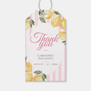 Dankeschön für Coquette Lemon Pink Baby Shower Geschenkanhänger