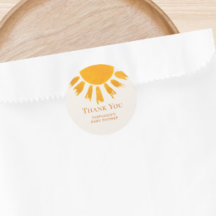 Dankeschön für das Baby-Sonne-Babyshower-Geschenk Runder Aufkleber