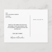 Dankeschön für das Hochzeitsskript Foto Postkarte (Rückseite)