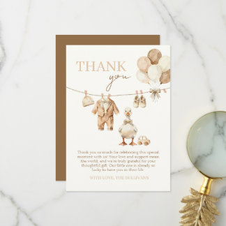 Dankeschön für die Babyparty Warm Beige Gans Dankeskarte