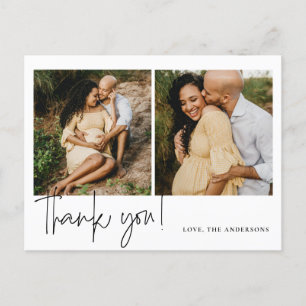 Dankeschön für die elegante Kalligrafie-Baby-Party Postkarte