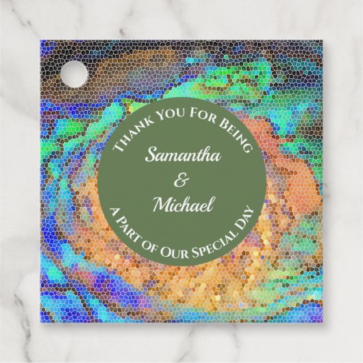 Dankeschön für die Hochzeit an Mosaic Neon Geschenkanhänger (Vorderseite)