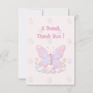 Dankeschön für die rosa Schmetterlings-Babyparty P Dankeskarte
