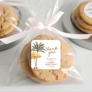 Dankeschön für die sommerliche tropische Brautpart Quadratischer Aufkleber