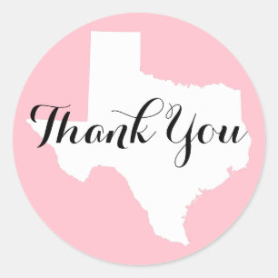 Dankeschön für die Texas-Hochzeit in Rosa, Weiß un Runder Aufkleber