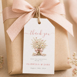 Dankeschön für die Wildblumen-Blumenschleifen-Baby Geschenkanhänger
