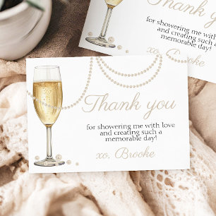 Dankeschön für elegante Bridal Shower mit Perlen P Dankeskarte