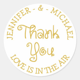 Dankeschön für Gold und Weiße Hochzeit - Engagemen Runder Aufkleber
