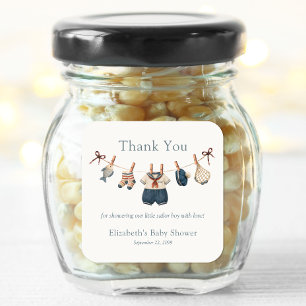 Dankeschön für Nautical Boy's Baby Shower Quadratischer Aufkleber