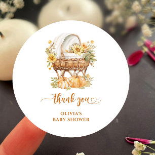 Dankeschön für neutrale Babyparty zum Herbstkürbis Runder Aufkleber