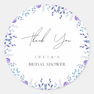 Dankeschön für Purple Floral Garden Brautparty Runder Aufkleber