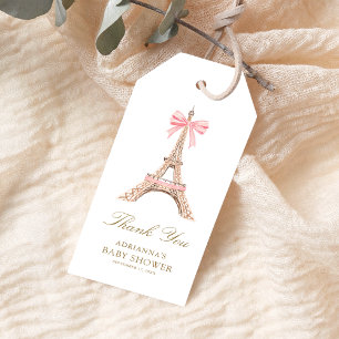 Dankeschön für rosa Eiffelturm-Schleifen-Baby-Part Geschenkanhänger
