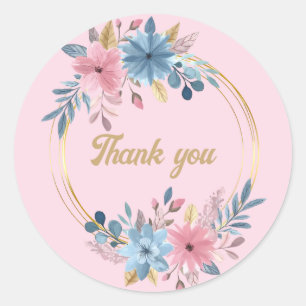 Dankeschön für rosafarbenes florales Braut-/Baby-D Runder Aufkleber