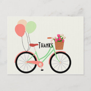 Dankeschön für Vintage-Fahrrad und Tulpen Postkarte