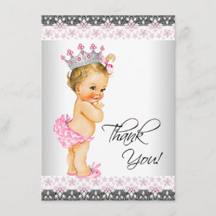 Dankeschön für Vintage-Prinzessin-Baby-Party Dankeskarte