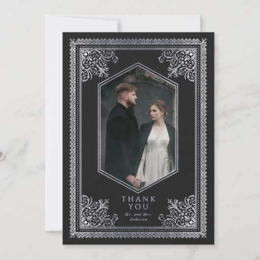Dankeschön für Vintage-Silber-Hochzeitsfoto im vik Dankeskarte (Vorderseite)