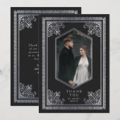 Dankeschön für Vintage-Silber-Hochzeitsfoto im vik Dankeskarte (Vorne/Hinten)