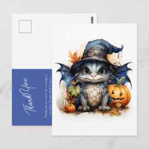 Dankeschön für Wasserfarben-Drache-Baby-Party in B Postkarte