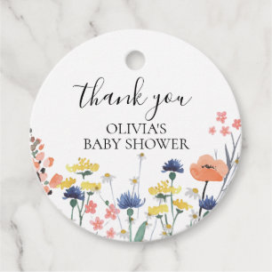Dankeschön für Wildblumen-Aquarell-Blumen-Baby-Par Geschenkanhänger