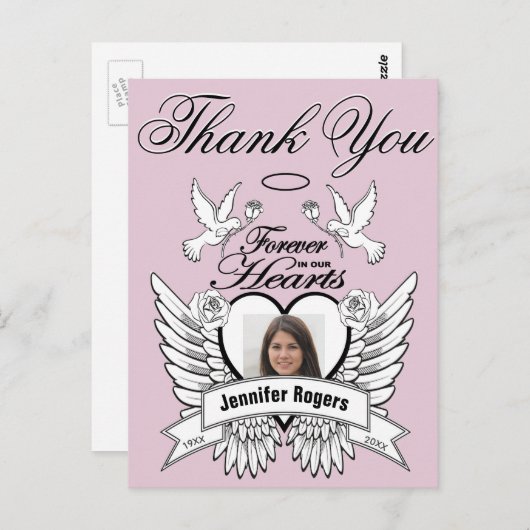 Dankeschön | Gedenkstätte für Herz und Tauben Postkarte (Vorne/Hinten)