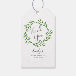 Dankeschön-Geschenk für Baby Shower mit Grünem Kra Geschenkanhänger