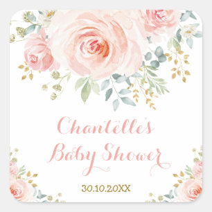 Dankeschön-Geschenke mit femininen Aquarell-Blumen Quadratischer Aufkleber