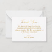 Dankeschön, Goldkalligrafie Hochzeitskollage Fotos Mitteilungskarte (Rückseite)