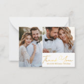 Dankeschön, Goldkalligrafie Hochzeitskollage Fotos Mitteilungskarte (Vorderseite)