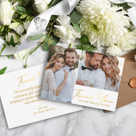 Dankeschön, Goldkalligrafie Hochzeitskollage Fotos Mitteilungskarte