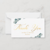 Dankeschön, Goldkalligraphie Eukalyptus Hochzeit Mitteilungskarte (Vorderseite)
