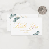 Dankeschön, Goldkalligraphie Eukalyptus Hochzeit Mitteilungskarte (Vorderseite/Rückseite Beispiel)