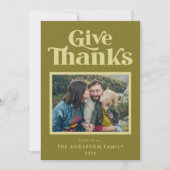 Dankeschön Green Retro Erntedank Foto Feiertagskarte (Vorderseite)