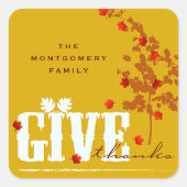 Dankeschön Herbst Herbst Maple Blätter Erntedank Quadratischer Aufkleber (Vorderseite)