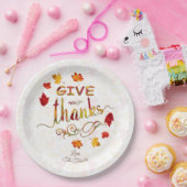 Dankeschön Herbstlaub Erntedank Monogram Pappteller (Party)