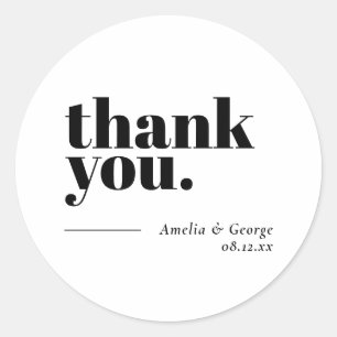 Dankeschön Hochzeits Favor Sticker Minimalistisch