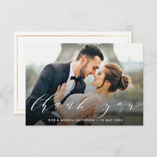 Dankeschön | Hochzeitsstichtest-Foto Dankeskarte (Vorne/Hinten)