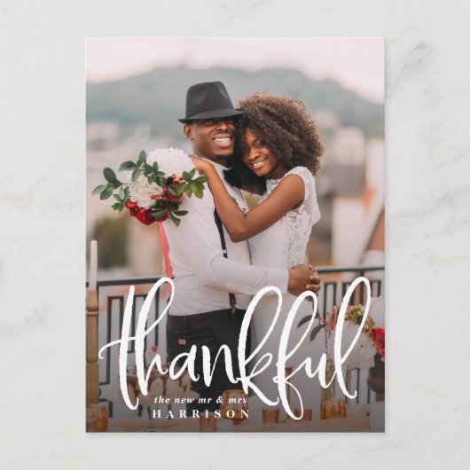 Dankeschön | Hochzeitsszenario Foto Vielen Dank Postkarte (Vorderseite)