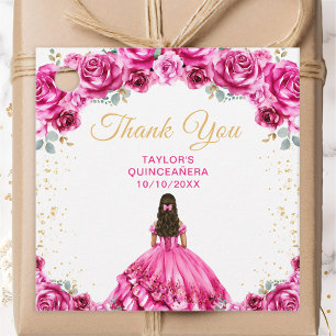 Dankeschön Hot Pink Prinzessin Quinceañera Geschenkanhänger