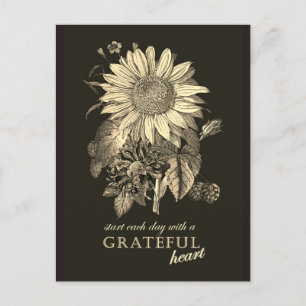 Dankeschön im Herbst Vintage Sonnenblumen Floral Postkarte