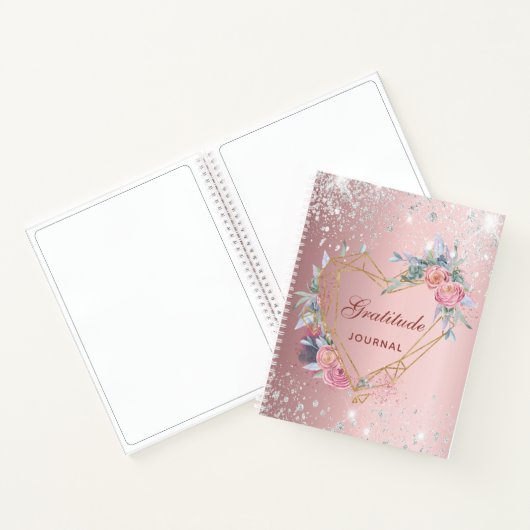Dankeschön Journal blush pink blumensilber Glitzer Notizblock (Innenseite)