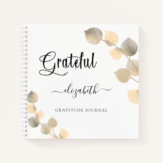Dankeschön Journal golden eucalyptus script name Notizblock (Vorderseite)