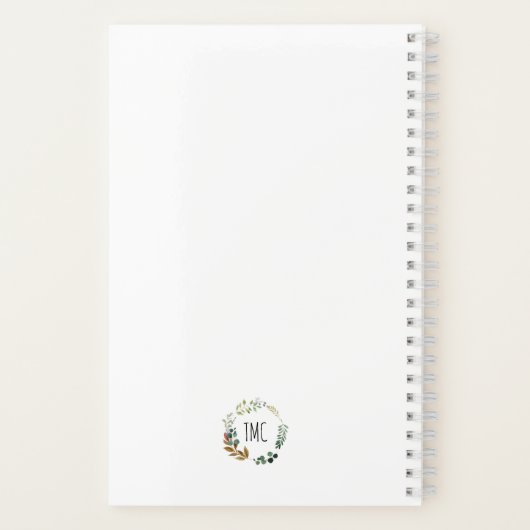 Dankeschön Journal INITIALS Rustikale Moderne Blät Notizblock (Rückseite)