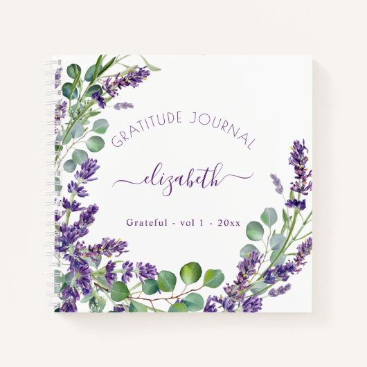 Dankeschön-Journal lavender eukalyptus floral Notizblock (Vorderseite)