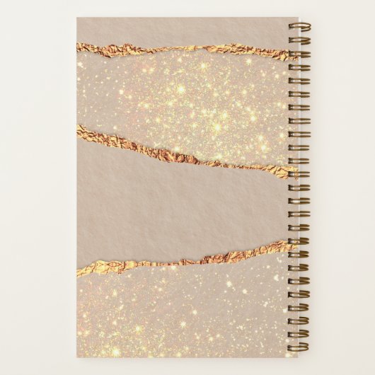 Dankeschön Journal Rose Gold in Beige Monogramm Notizblock (Rückseite)