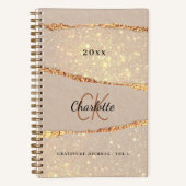 Dankeschön Journal Rose Gold in Beige Monogramm Notizblock (Vorderseite)