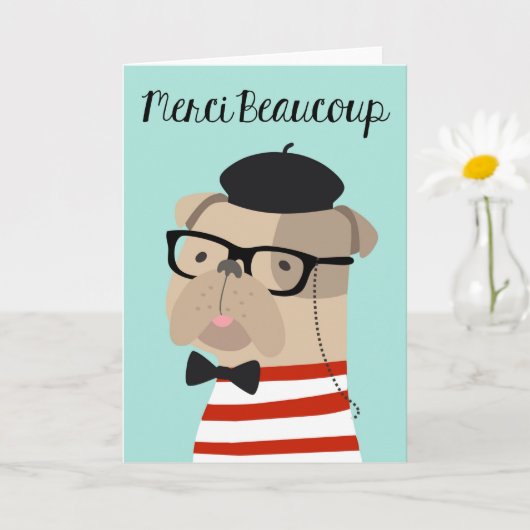 Dankeschön Karte auf Französisch - Französisch Bul (Kleine Pflanze)