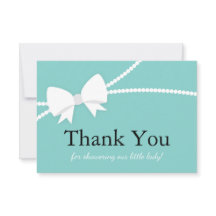 Dankeschön Karte, Baby Dusche, Blau, Perlen