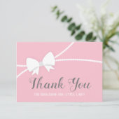 Dankeschön Karte, Babydusche, Rosa, Grau Dankeskarte (Stehend Vorderseite)